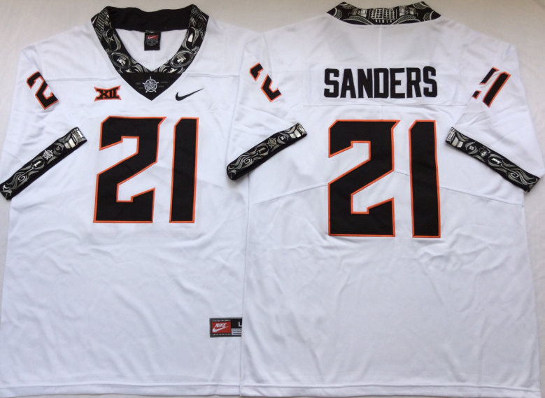 NCAA Men Oklahoma State Cowboys White 21 SANDERS